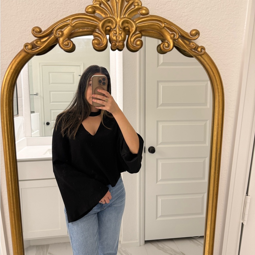 Zara Black Bell Sleeve Top
